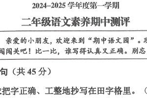 江苏省徐州市邳州市2024-2025学年二年级上学期11月期中语文试题（含答案）