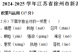2024-2025学年江苏省徐州市新沂市五年级（上）期中语文试卷（含解析）