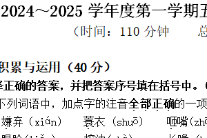 江苏省南通市海门区东洲小学等2024-2025学年五年级上学期11月期中语文试题（含答案）