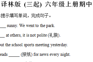 2024-2025学年江苏省南京市雨花台区实验小学译林版（三起）六年级上册期中测试英语试卷（含解析）