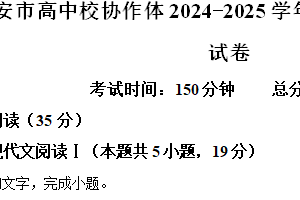 江苏省淮安市高中校协作体2024-2025学年高二上学期期中联考语文试卷（含解析）