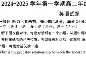 江苏省扬州市高邮市2024-2025学年高二上学期11月期中英语试题（含答案+听力音频）