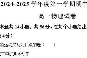 江苏省宿迁市沭阳县2024-2025学年高一上学期11月期中物理试题（含解析）