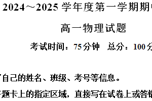 江苏省徐州市2024-2025学年高一上学期11月期中考试物理试题（含解析）