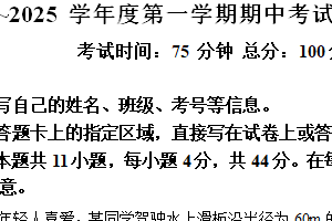 江苏省徐州市第七中学2024-2025学年高一上学期11月期中考试物理试题（含解析）