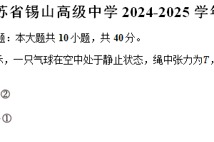 江苏省无锡市锡山高级中学2024-2025学年高一（上）期中物理试卷（含答案）