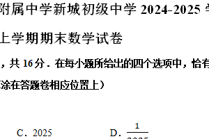 江苏省南京市南京师范大学附属中学新城初级中学2024-2025学年七年级上学期期末数学试卷（含解析）
