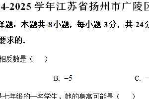 江苏省扬州市广陵区2024-2025学年七年级上学期期末考试数学试卷（含解析）