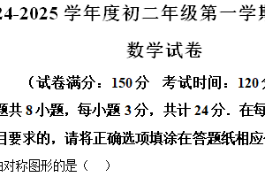 江苏省宿迁市经济技术开发区2024-2025学年八年级上学期期末测试数学试卷（含解析）