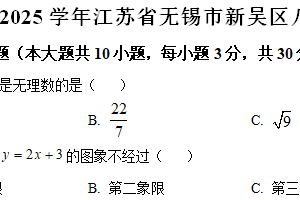 江苏省无锡市新吴区2024-2025学年八年级上学期期末数学试卷（含解析）