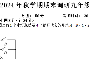 江苏省扬州市宝应县2024-2025学年九年级上学期1月期末考试数学试卷（含答案）