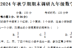 江苏省扬州市江都区2024-2025学年九年级上学期1月期末联考数学试题（含答案）