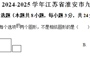 江苏省淮安市2024-2025学年上学期九年级期末数学试卷（含解析）
