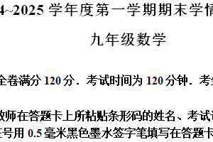 江苏省南京联合体2024-2025学年上学期九年级数学期末试题（含解析）
