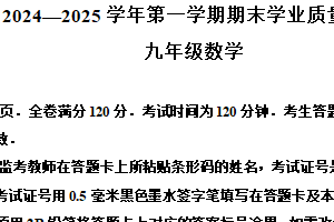 江苏省南京市建邺区2024-2025学年上学期九年级数学期末试卷（含解析）