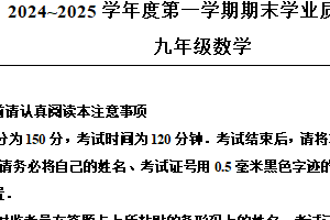 江苏省南通市海安市2024-2025学年九年级上学期1月期末考试数学试题（含解析）