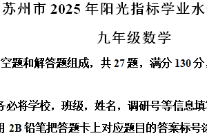 江苏省苏州市2024-2025学年九年级上学期数学期末阳光调研测试卷（含解析）