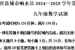 江苏省盐城市响水县2024~2025学年上学期期末考试 九年级数学试题（含解析）