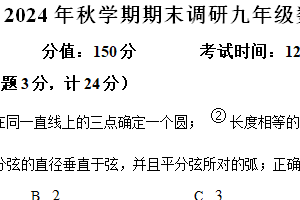 江苏省盐城市盐城经济技术开发区2024-2025学年九年级上学期1月期末数学试题（含解析）