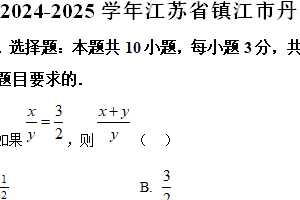 江苏省镇江市丹阳市2024-2025学年九年级上学期期末考试数学试卷（含解析）