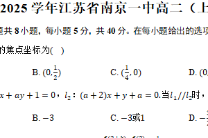 2024-2025学年江苏省南京一中高二（上）期末数学试卷（含答案）