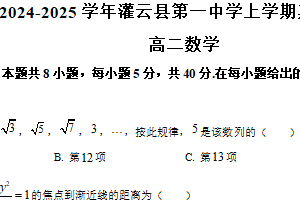江苏省连云港市灌云县第一中学2024-2025学年高二上学期期末考试数学试题（含解析）