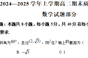 江苏省连云港市新海高级中学2024-2025学年高二上学期期末数学试题（含解析）