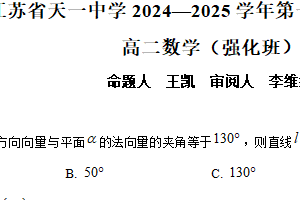 江苏省无锡市天一中学2024-2025学年高二(强化班)上学期期末数学试题（含解析）