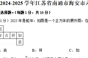 江苏省南通市海安市2024-2025学年六年级上学期期末数学试题（含解析）