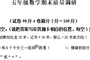 2024-2025学年江苏省宿迁市沭阳县湖东中心小学等校苏教版五年级上册期末调研测试数学试卷（含解析）