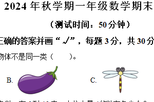 2024-2025学年江苏省泰州市姜堰区苏教版一年级上册期末测试数学试卷（含解析）