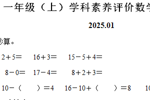 2024-2025学年江苏省泰州市兴化市苏教版一年级上册期末测试数学试卷（含解析）