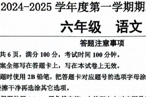 江苏省宿迁市宿城区2024-2025学年六年级上学期1月期末语文试题（含答案）