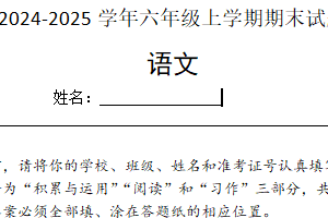 江苏省盐城市亭湖区2024-2025学年六年级上学期期末语文试题（含答案）