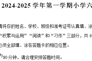 2024-2025学年江苏省盐城市盐都区统编版六年级上册期末考试语文试卷（含解析）