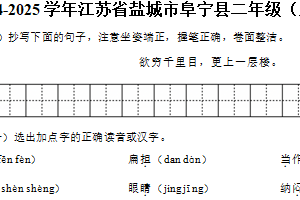 江苏省盐城市阜宁县2024-2025学年二年级（上）期末语文试卷（含答案）