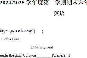 2024-2025学年江苏省宿迁市译林版（三起）六年级上册期末调研监测英语试卷（含解析）
