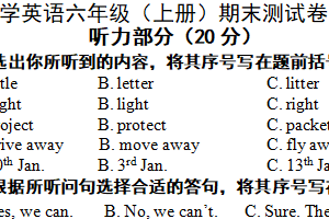 江苏省常州市武进区2024-2025学年六年级上学期期末英语试题（含答案+听力音频）
