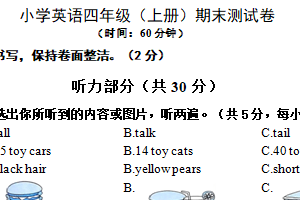 江苏省常州市武进区2024-2025学年四年级上学期期末英语试题（含答案+听力音频）