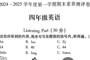 江苏省徐州市丰县2024-2025学年四年级上学期1月期末英语试题（含答案）