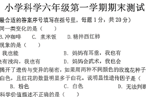 江苏省南通市如东县2024-2025学年六年级上学期期末科学试卷（含答案）