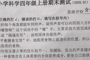江苏省徐州市泉山区2024-2025学年四年级上学期1月期末科学试题（含答案）
