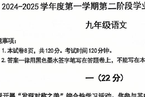 江苏省南京市秦淮区2024-2025学年九年级上学期期末考试语文试题（含答案）