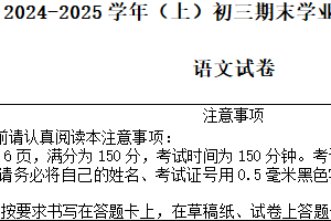 江苏省南通市通州区2024-2025学年九年级上学期期末学业水平质量监测语文试题（含答案）
