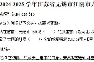 江苏省无锡市江阴市2024—2025学年九年级上学期期末考试语文试题（含解析）