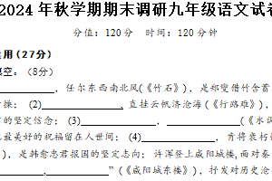 江苏省扬州市江都区校联考2024-2025学年九年级上学期1月期末语文试题（含答案）