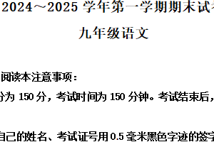 江苏省南通市海门区2024-2025学年九年级上学期期末语文试题（含解析）