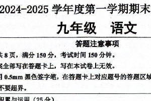 江苏省宿迁市宿城区2024-2025学年九年级上学期1月期末语文试题（含答案）