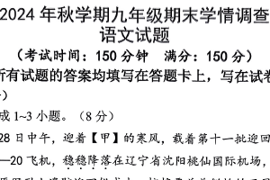 江苏省泰州市泰兴市2024-2025学年九年级上学期1月期末考试语文试题（含答案）