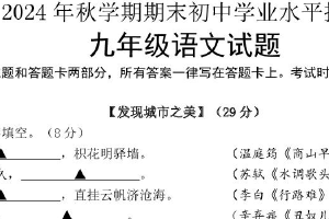 江苏省无锡市梁溪区校联考2024-2025学年九年级上学期期末考试语文试题（含答案）